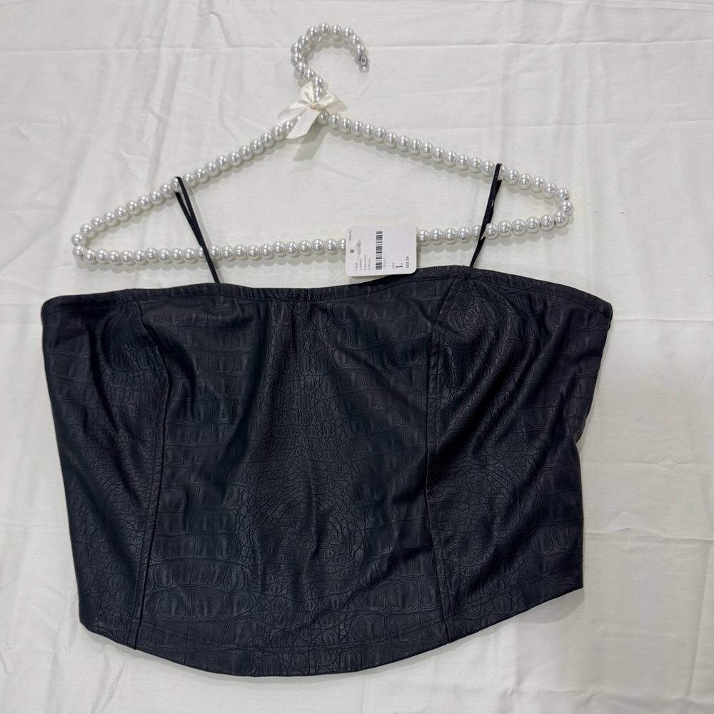 NWT Free People Black Strapless cropped top